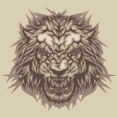 Color head of angry lion