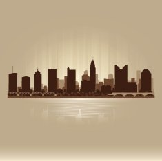 Columbus Ohio brown skyline city silhouette