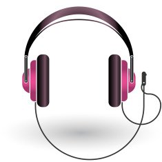 Pink Headphones Silhouette on a white background Vector
