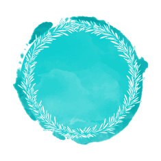 Christmas card watercolor blue circle paint stain and wreath