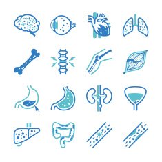 Human internal organ symptoms icon set