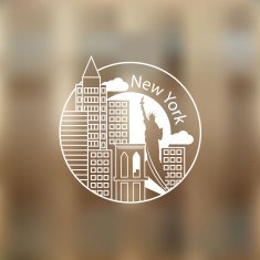 Linear round icon of New York USA