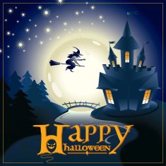 banner with the inscription congratulation "Happy Halloween"