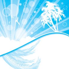 Abstract vector blue summer background with palm