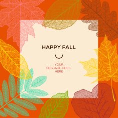 Happy fall template with autumn leaves and simple text N2