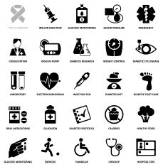 Diabetes Mellitus Black Icon Set