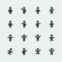 Stick men vector icons set N2