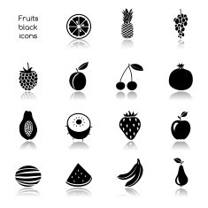 Fruits icons black N2