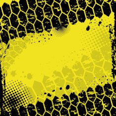 Grunge yellow tire track background