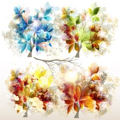 Collection of vector colorful trees for design