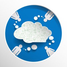Speech bubbel with icon on circle blue background N2