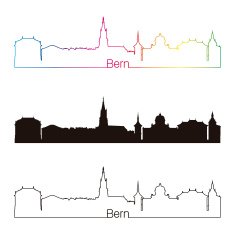 Bern skyline linear style with rainbow
