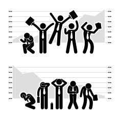 Businessman Winning Losing Graph Pictogram