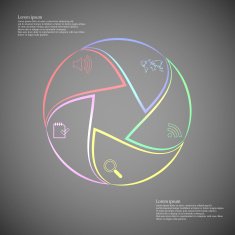 Rounded infographic consists of five parts on dark N2