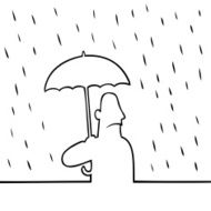 Man with umbrella in rain