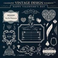 Calligraphic vintage ornament set Happy valentine day design el