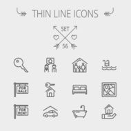 Real Estate thin line icon set N13