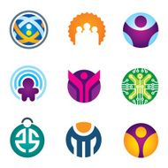 People in circle social community IT developer icon set