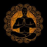 man sitting in the lotus position doing yoga meditation N5