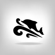 Emblem of a dolphin over the sea N8