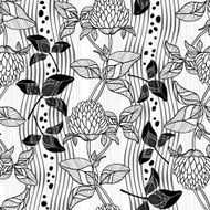 Seamless monochrome pattern with clover