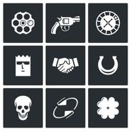 Russian roulette game icons Vector Illustration