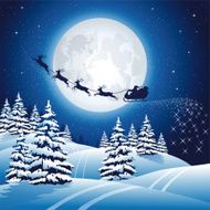 Santa Claus Sleigh on the sky