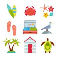 Icons of travel summer in the flat style N3