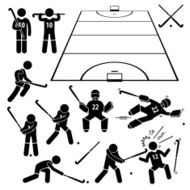 Field Hockey Player Actions Poses Stick Figure Pictogram Icons