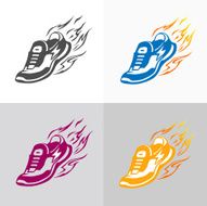 Sport and fitness logo Running shoe icons