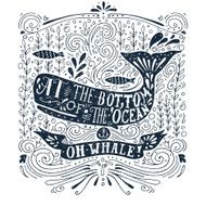 Hand drawn vintage label with a whale and lettering N2