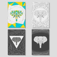 Conceptual graphic set with geometric elephant for use in design N2