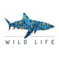 Abstract shark Mosaic Vector illustration Wild life N2