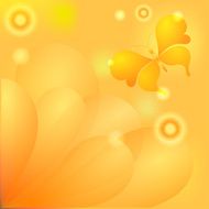 Abstract yellow background with flower and butterfly eps10