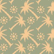 Seamless pattern with coconut palm trees and sun N6