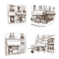 Set of hand drawn Paris outdoor cafe vector illustration N2