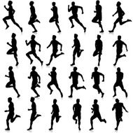 Set of silhouettes Runners on sprint men N17