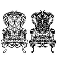 Furniture hand drawn set vintage chair armchair N3