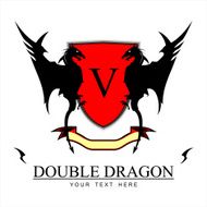 Twin Black Dragons over the red shield and yellow ribbon