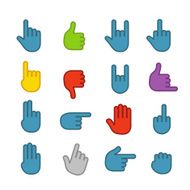 Basic human gestures color icons collection isolated on white