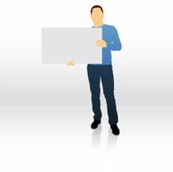 Male silhouette holding blank sign N17