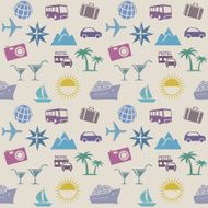 Seamless wallpaper pattern with travel icons