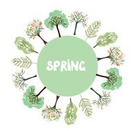 Frame with blossom trees - card for spring