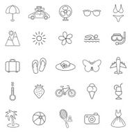 Summer line icons Set 1 Vector