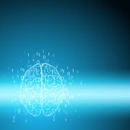 Digital brain on blue background N4