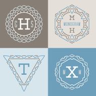 Set of logos templates in mono line style N2
