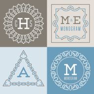 Set of logos templates in mono line style N3