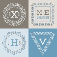 Set of logos templates in mono line style N4