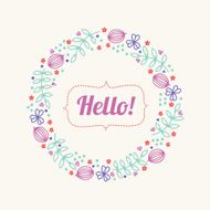 Floral wreath Vector greeting card with textbox N2