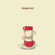 Vintage card with cups N4